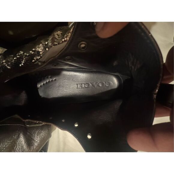 Coach C216 sequin shooting stars space rocket  stars leather sneakers 10 womens - Picture 8 of 9